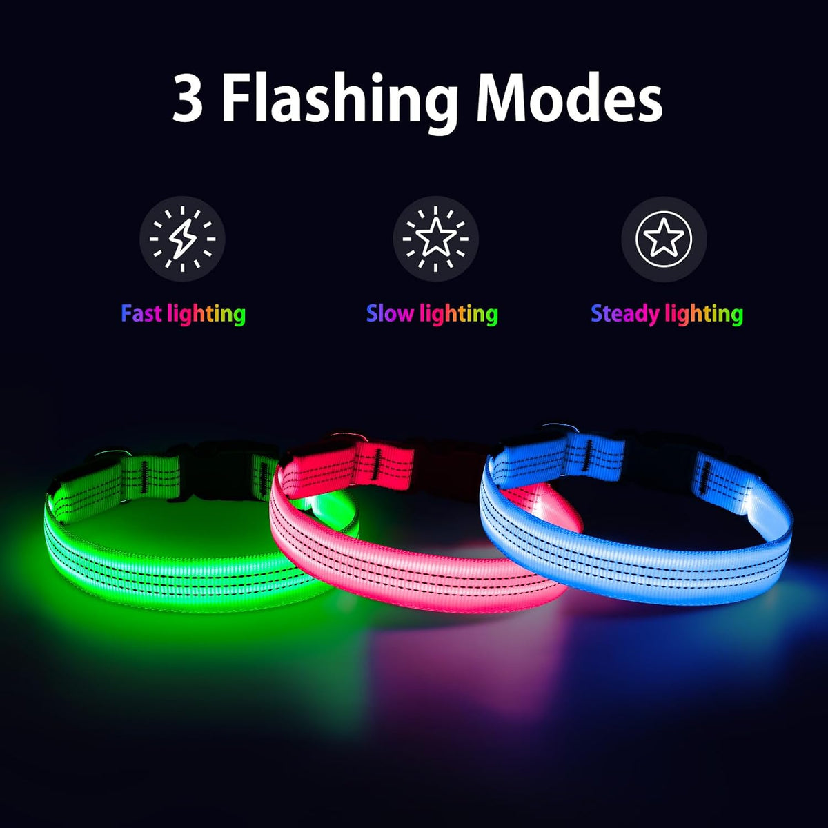 LED Dog Collar, Rechargeable Light up Dog Collars Glow in the Dark, Reflective Safety Collar Light for Dogs Walking at Night (Pink, S)