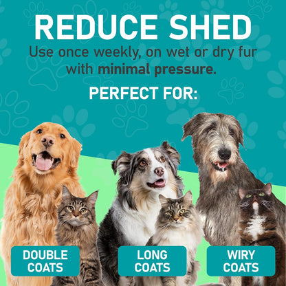 Pet Grooming Brush - Double Sided Undercoat Rake for Dogs and Cats, Extra Wide, Reduce Shedding by 95%, Grey