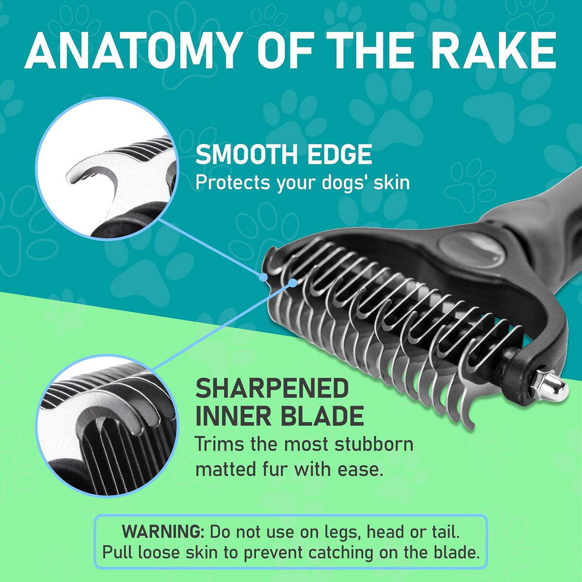 Pet Grooming Brush - Double Sided Undercoat Rake for Dogs and Cats, Extra Wide, Reduce Shedding by 95%, Grey