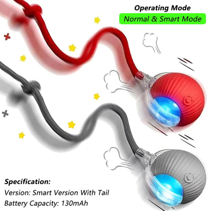 Jouet interactif pour chat, balle roulante automatique avec queue artificielle, jouet électrique intelligent rechargeable pour animal de compagnie imitant une souris