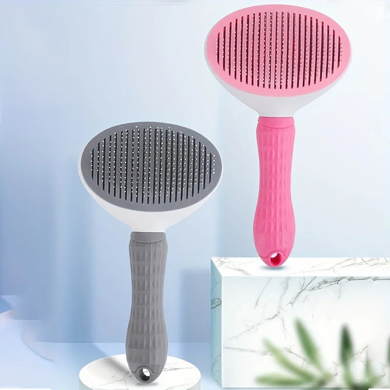 Effortless Pet Hair Removal Comb for Dogs & Cats – One-Click Slicker Brush