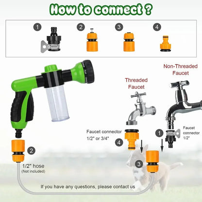 Transform Your Cleaning Routine with the 8-in-1 High Pressure Foam Pet Shower Gun