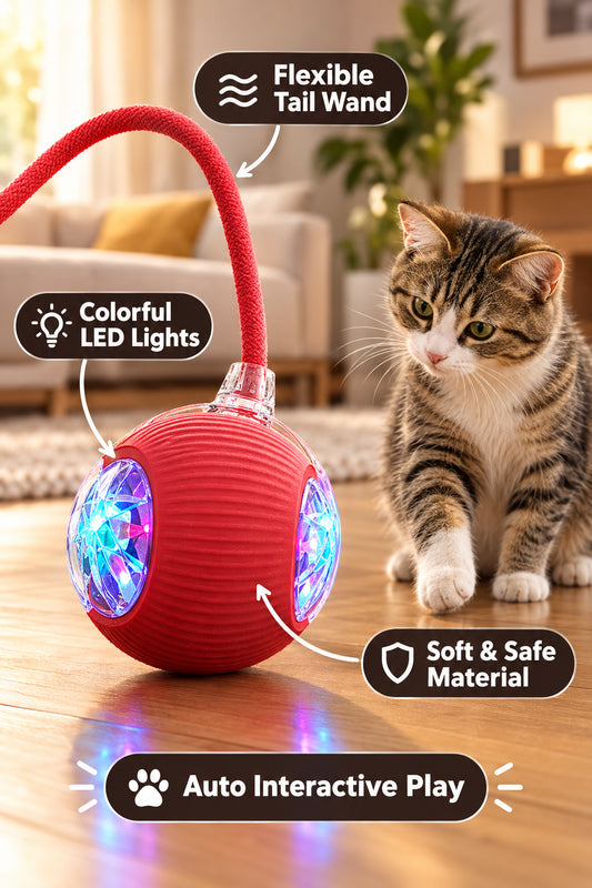 Jouet interactif pour chat, balle roulante automatique avec queue artificielle, jouet électrique intelligent rechargeable pour animal de compagnie imitant une souris