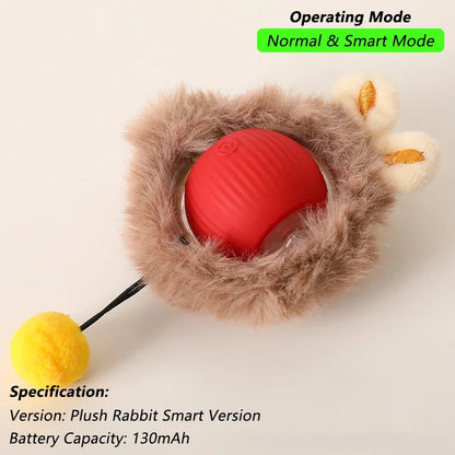 Jouet interactif pour chat, balle roulante automatique avec queue artificielle, jouet électrique intelligent rechargeable pour animal de compagnie imitant une souris