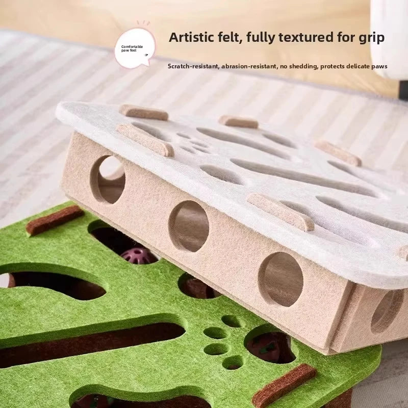 Interactive Cat Puzzle Toy - Fun Felt Puzzle Box for Indoor Cats