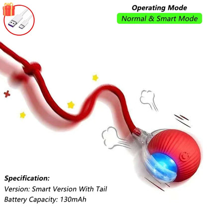 Jouet interactif pour chat, balle roulante automatique avec queue artificielle, jouet électrique intelligent rechargeable pour animal de compagnie imitant une souris