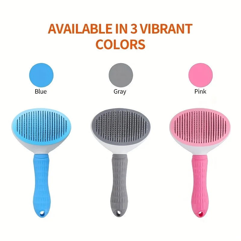 Effortless Pet Hair Removal Comb for Dogs & Cats – One-Click Slicker Brush