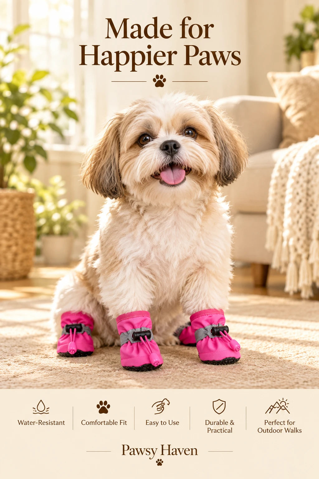 4pcs Water-Resistant Dog Shoes for Small Dogs – Outdoor Rain Boots to Keep Your Pet’s Paws Dry