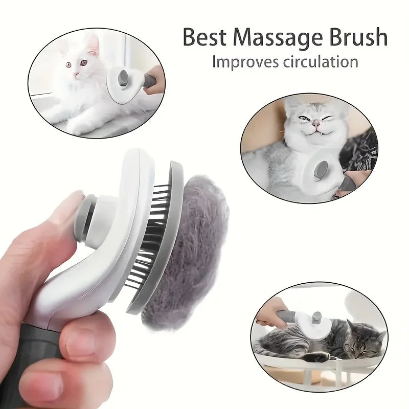 Effortless Pet Hair Removal Comb for Dogs & Cats – One-Click Slicker Brush