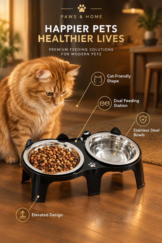 1PC Stainless Steel Cat Food & Water Bowl with Anti-Tip Design Large Capacity Easy-Eat Design for Pet Dog Cat  Feeding Food Bowl
