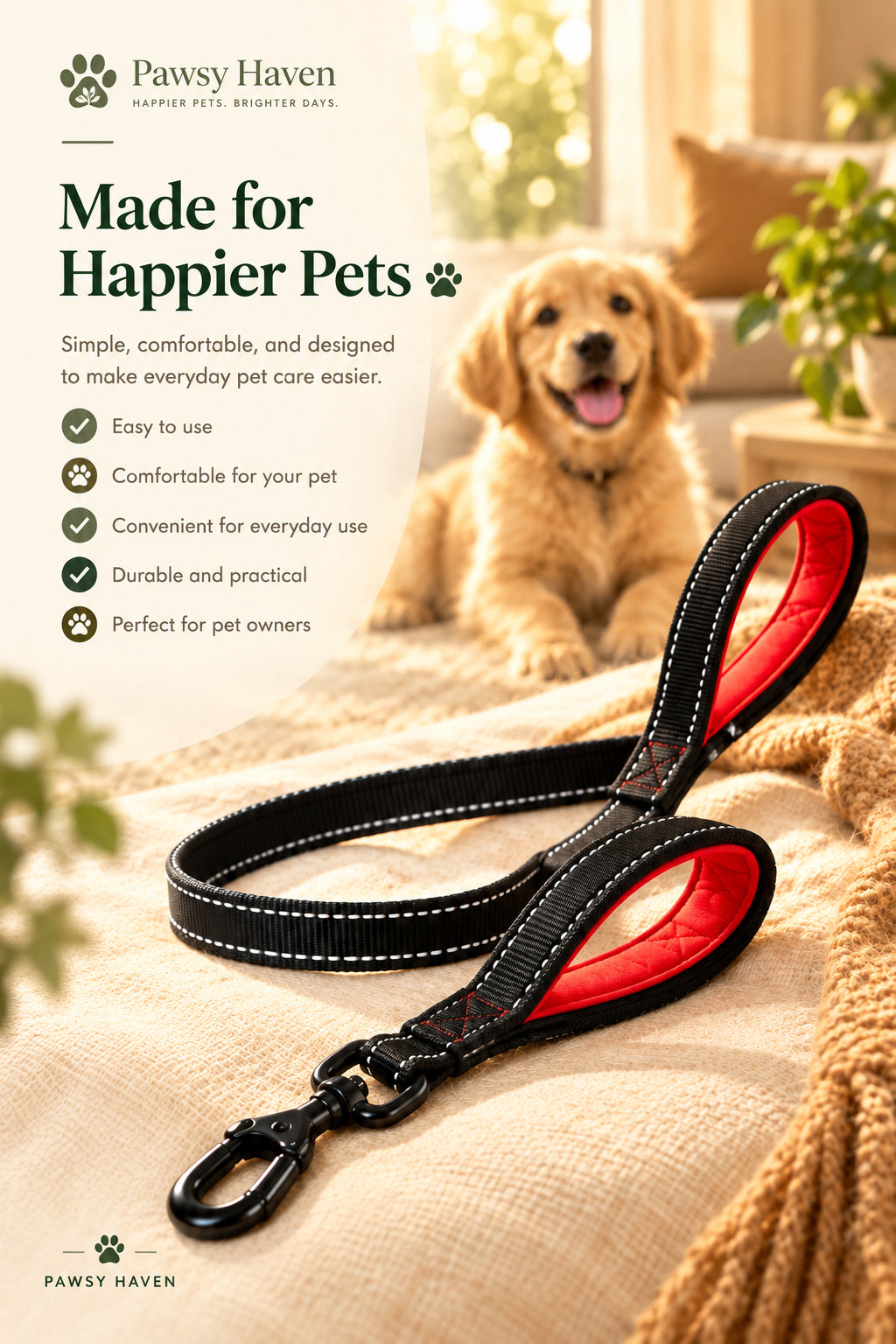 Heavy Duty Double Handle Dog Leash: Ultimate Control for Safe Training & Walks