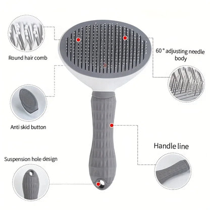 Effortless Pet Hair Removal Comb for Dogs & Cats – One-Click Slicker Brush