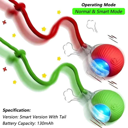 Jouet interactif pour chat, balle roulante automatique avec queue artificielle, jouet électrique intelligent rechargeable pour animal de compagnie imitant une souris