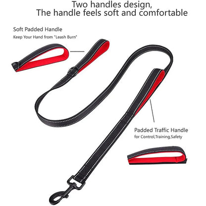 Heavy Duty Double Handle Dog Leash: Ultimate Control for Safe Training & Walks