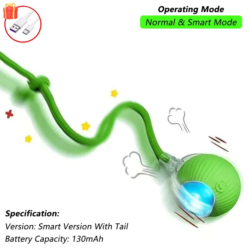 Jouet interactif pour chat, balle roulante automatique avec queue artificielle, jouet électrique intelligent rechargeable pour animal de compagnie imitant une souris