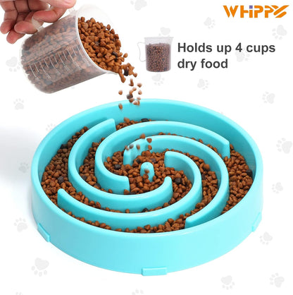 Slow Feeder Large Dog Bowl - Non Slip Maze Puzzle Bowl for Medium Dogs - Blue