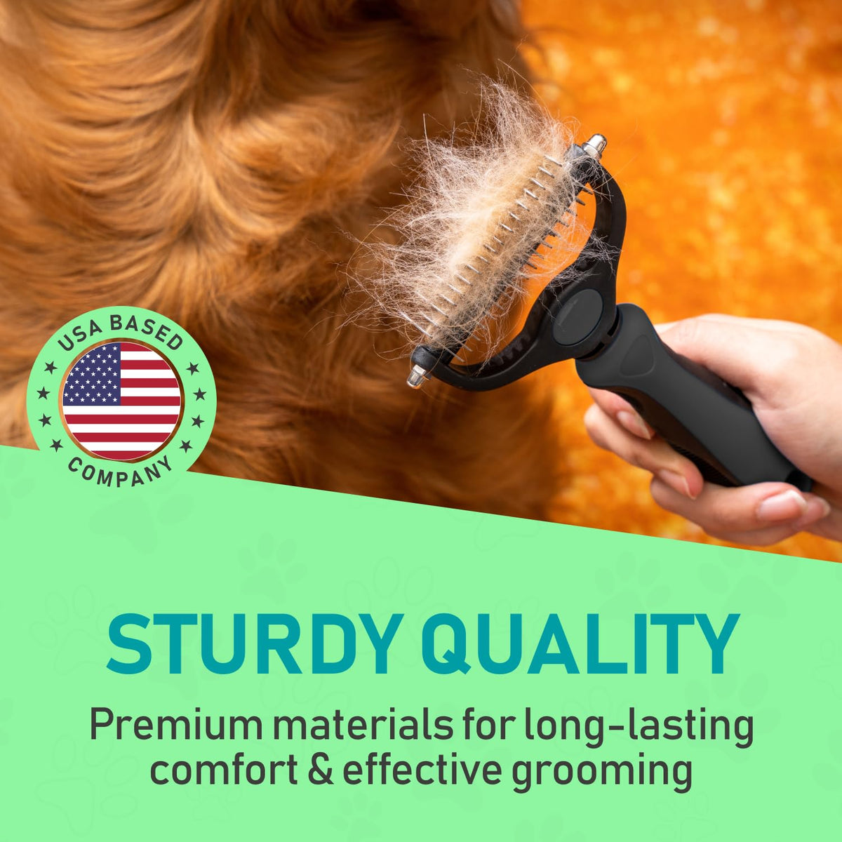 Pet Grooming Brush - Double Sided Undercoat Rake for Dogs and Cats, Extra Wide, Reduce Shedding by 95%, Grey